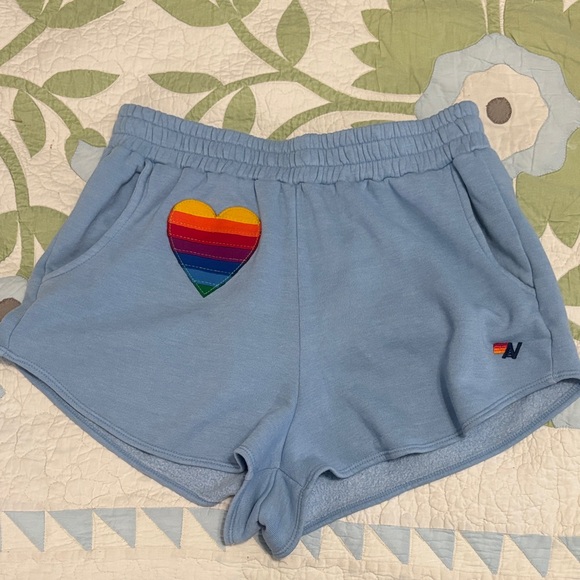 Aviator Nation Rainbow Heart Lounger Shorts Size XL NWT - Picture 1 of 3